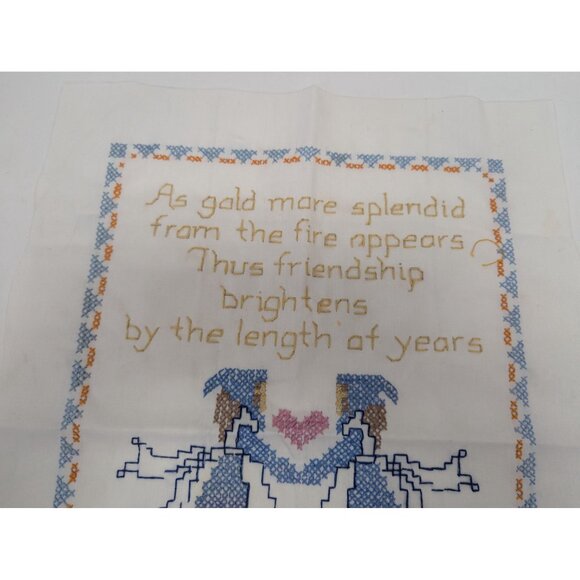 Vintage FRIENDSHIP Stamped Sampler Complete I'm So Glad You Are My Friend - Picture 3 of 4